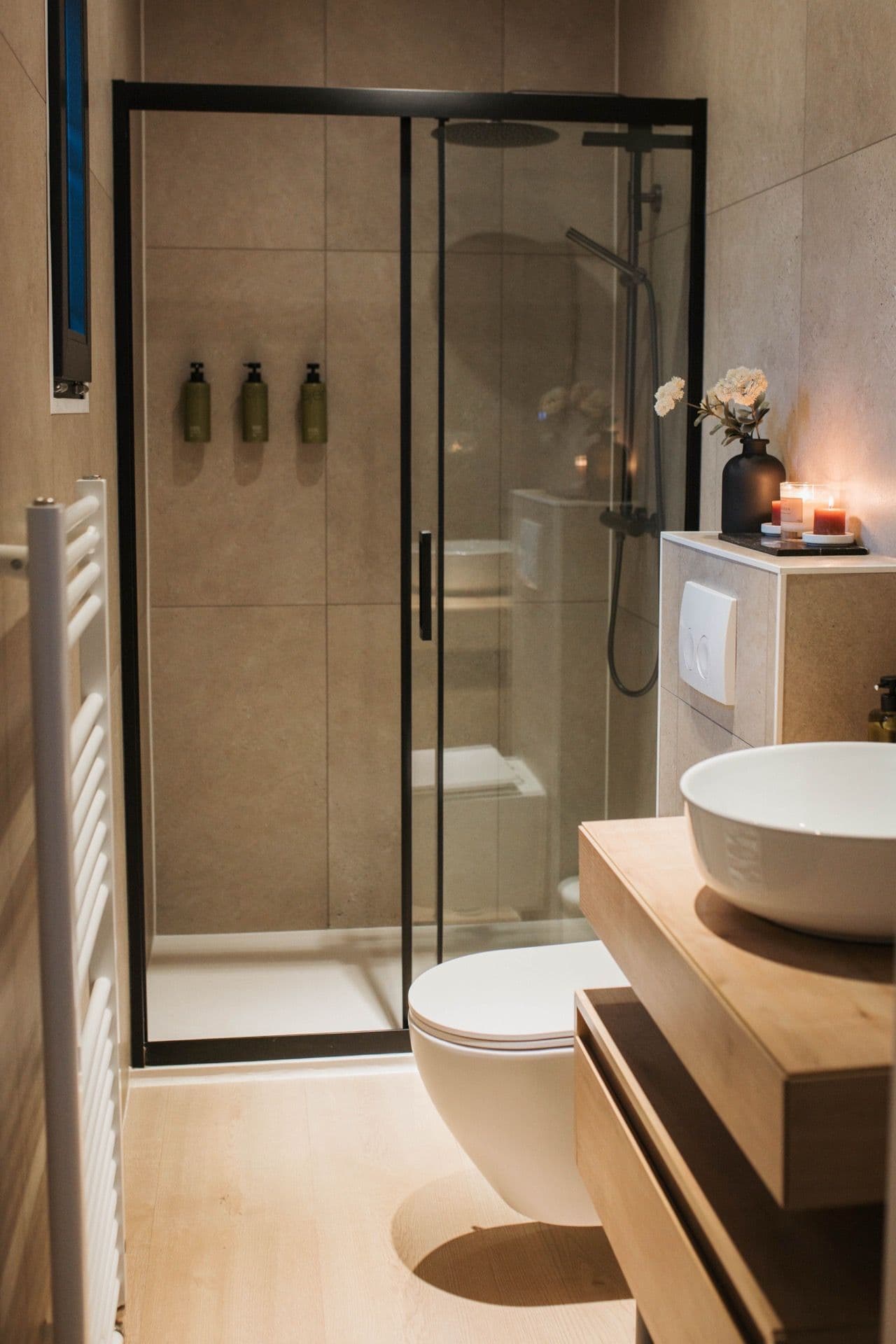 Luxury rainfall shower with sustainable Ajen products at MIYO